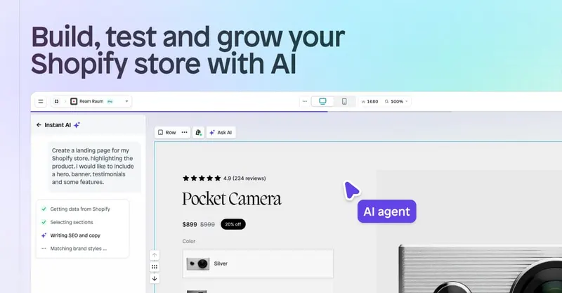 Instant AI Shopify Store Builder | No code page building